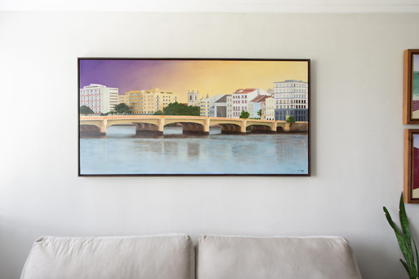 a ponte (pte. maurício de nassau) pintura em Óleo sobre tela 140x70cm emoldurado