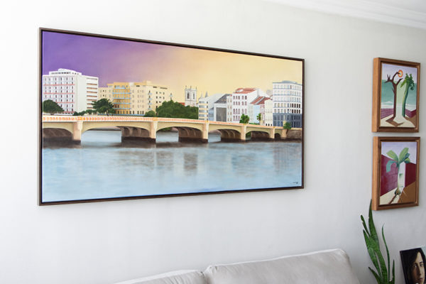 a ponte (pte. maurício de nassau) pintura em Óleo sobre tela 140x70cm emoldurado